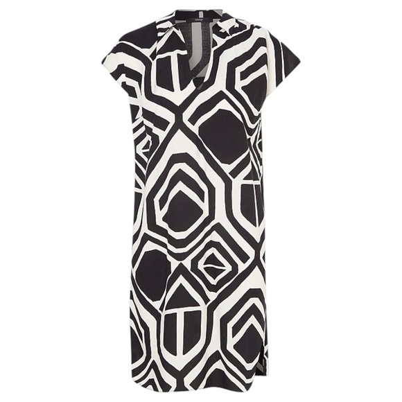 NEW George Geometric Popover Short Sleeve Dress Vacation Resort Coastal Size 10 - Picture 2 of 10